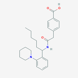 molecular formula C26H34N2O3 B15433734 Benzoic acid, 4-[2-oxo-2-[[1-[2-(1-piperidinyl)phenyl]hexyl]amino]ethyl]- CAS No. 89605-61-8