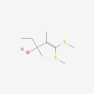 molecular formula C9H18OS2 B15433736 2,3-Dimethyl-1,1-bis(methylsulfanyl)pent-1-en-3-ol CAS No. 84307-87-9