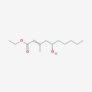 molecular formula C13H24O3 B15434623 Ethyl 5-hydroxy-3-methyldec-2-enoate CAS No. 82343-40-6