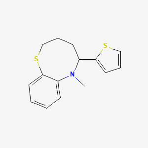 molecular formula C15H17NS2 B15434697 6-Methyl-5-(thiophen-2-yl)-3,4,5,6-tetrahydro-2H-1,6-benzothiazocine CAS No. 87697-06-1