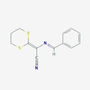 molecular formula C13H12N2S2 B15434795 [(E)-Benzylideneamino](1,3-dithian-2-ylidene)acetonitrile CAS No. 83808-81-5