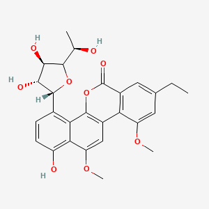 molecular formula C27H28O9 B15434973 4-Fucofuranosyl-1-hydroxy-10,12-dimethoxy-8-ethyl-6H-benzo(d)naphtho(1,2b)pyran-6-one CAS No. 80937-34-4