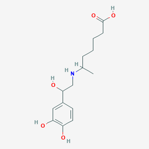 molecular formula C15H23NO5 B15435177 6-{[2-(3,4-Dihydroxyphenyl)-2-hydroxyethyl]amino}heptanoic acid CAS No. 83086-08-2