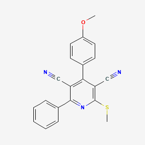 molecular formula C21H15N3OS B15435970 4-(4-Methoxyphenyl)-2-(methylsulfanyl)-6-phenylpyridine-3,5-dicarbonitrile CAS No. 86625-41-4