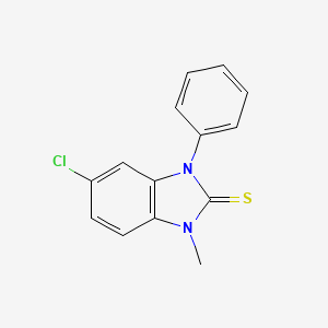 molecular formula C14H11ClN2S B15437240 2H-Benzimidazole-2-thione, 1,3-dihydro-5-chloro-1-methyl-3-phenyl- CAS No. 79759-87-8