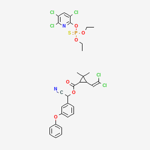 Cyclopropanecarboxylic acid, 3-(2,2-dichloroethenyl)-2,2-dimethyl-,cyano(3-phenoxyphenyl)methyl ester, mixt. with O,O-diethylO-(3,5,6-trichloro-2-pyridinyl) phosphorothioate