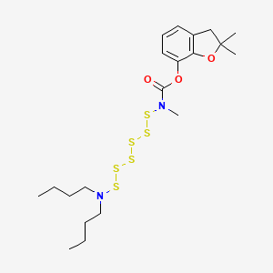 Carbamic acid, ((dibutylamino)hexathio)methyl-, 2,3-dihydro-2,2-dimethyl-7-benzofuranyl ester