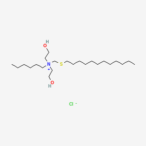 molecular formula C23H50ClNO2S B15439323 1-Hexanaminium, N-((dodecylthio)methyl)-N,N-bis(2-hydroxyethyl)-, chloride CAS No. 78865-87-9