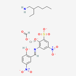 molecular formula C22H27CrN4O11S B15439686 Chromium(3+);2-ethylhexan-1-amine;hydron;5-nitro-3-[(5-nitro-2-oxidophenyl)methylideneamino]-2-oxidobenzenesulfonate;formate CAS No. 75718-03-5