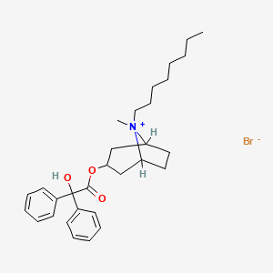 molecular formula C30H42BrNO3 B15439726 3-Hydroxy-8-octyl-1-alpha-H,5-alpha-H-tropanium bromide benzilate CAS No. 74051-33-5