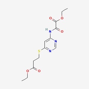 Propanoic acid, 3-((6-((ethoxyoxoacetyl)amino)-4-pyrimidinyl)thio)-, ethyl ester