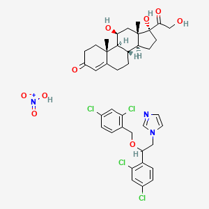 1-[2-(2,4-dichlorophenyl)-2-[(2,4-dichlorophenyl)methoxy]ethyl]imidazole;(8S,9S,10R,11S,13S,14S,17R)-11,17-dihydroxy-17-(2-hydroxyacetyl)-10,13-dimethyl-2,6,7,8,9,11,12,14,15,16-decahydro-1H-cyclopenta[a]phenanthren-3-one;nitric acid