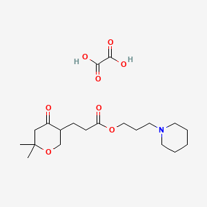 2H-Pyran-3-propanoic acid, tetrahydro-6,6-dimethyl-4-oxo-, 3-(1-piperidinyl)propyl ester, ethanedioate