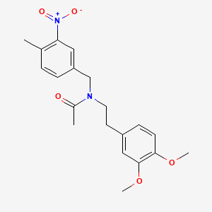 Acetamide, N-(2-(3,4-dimethoxyphenyl)ethyl)-N-((4-methyl-3-nitrophenyl)methyl)-, hydrate