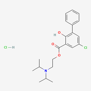 2-[Di(propan-2-yl)amino]ethyl 5-chloro-2-hydroxy-3-phenylbenzoate;hydrochloride