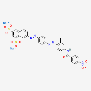 molecular formula C30H20N6Na2O9S2 B15441164 1,3-Naphthalenedisulfonic acid, 7-((4-((2-methyl-4-((4-nitrobenzoyl)amino)phenyl)azo)phenyl)azo)-, disodium salt CAS No. 68084-11-7