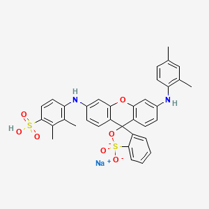 molecular formula C35H30N2NaO7S2- B15441769 Benzenesulfonic acid, ((6'-((2,4-dimethylphenyl)amino)-1,1-dioxidospiro(3H-2,1-benzoxathiole-3,9'-(9H)xanthen)-3'-yl)amino)dimethyl-, monosodium salt CAS No. 72139-04-9