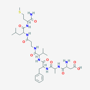B154419 3-Amino-4-[[1-[[1-[[1-[[3-[[1-[(1-amino-4-methylsulfanyl-1-oxobutan-2-yl)amino]-4-methyl-1-oxopentan-2-yl]amino]-3-oxopropyl]amino]-3-methyl-1-oxobutan-2-yl]amino]-1-oxo-3-phenylpropan-2-yl]amino]-1-oxopropan-2-yl]amino]-4-oxobutanoic acid CAS No. 127633-71-0