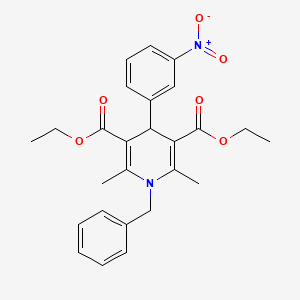 3,5-Pyridinedicarboxylic acid, 1,4-dihydro-2,6-dimethyl-4-(3-nitrophenyl)-1-(phenylmethyl)-, diethyl ester