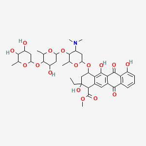 molecular formula C42H55NO16 B15443678 methyl 4-[5-[5-(4,5-dihydroxy-6-methyloxan-2-yl)oxy-4-hydroxy-6-methyloxan-2-yl]oxy-4-(dimethylamino)-6-methyloxan-2-yl]oxy-2-ethyl-2,5,7-trihydroxy-6,11-dioxo-3,4-dihydro-1H-tetracene-1-carboxylate CAS No. 65222-74-4