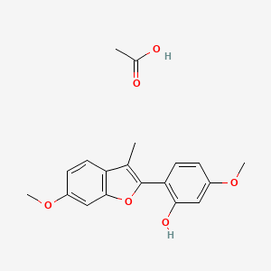 molecular formula C19H20O6 B15443900 Acetic acid;5-methoxy-2-(6-methoxy-3-methyl-1-benzofuran-2-yl)phenol CAS No. 63934-17-8