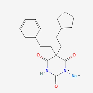 molecular formula C19H23N2NaO3 B15444279 5-(2-Cyclopentylethyl)-5-phenethylbarbituric acid sodium salt CAS No. 66940-71-4