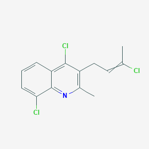 molecular formula C14H12Cl3N B15444386 Quinoline, 4,8-dichloro-3-(3-chloro-2-butenyl)-2-methyl- CAS No. 64375-93-5