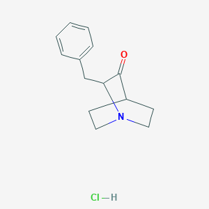 molecular formula C14H18ClNO B15444389 2-Benzyl-1-azabicyclo[2.2.2]octan-3-one;hydrochloride CAS No. 66113-54-0