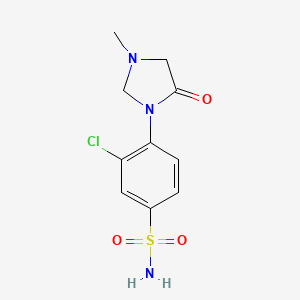 molecular formula C10H12ClN3O3S B15444605 Benzenesulfonamide, 3-chloro-4-(3-methyl-5-oxo-1-imidazolidinyl)- CAS No. 65615-00-1