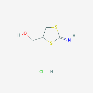 molecular formula C4H8ClNOS2 B15444629 (2-Imino-1,3-dithiolan-4-yl)methanol;hydrochloride CAS No. 63321-76-6