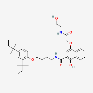 molecular formula C35H48N2O6 B15444872 N-(4-(2,4-Bis(1,1-dimethylpropyl)phenoxy)butyl)-1-hydroxy-4-(2-((2-hydroxyethyl)amino)-2-oxoethoxy)naphthalene-2-carboxamide CAS No. 65848-23-9