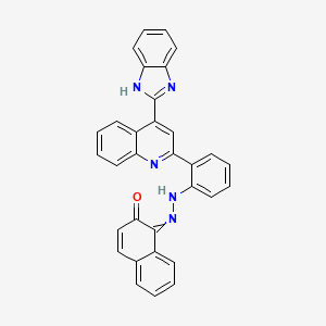 molecular formula C32H21N5O B15445544 1-(2-{2-[4-(1H-Benzimidazol-2-yl)quinolin-2-yl]phenyl}hydrazinylidene)naphthalen-2(1H)-one CAS No. 64142-48-9