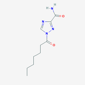 molecular formula C10H16N4O2 B15448396 1-Heptanoyl-1H-1,2,4-triazole-3-carboxamide CAS No. 62735-17-5