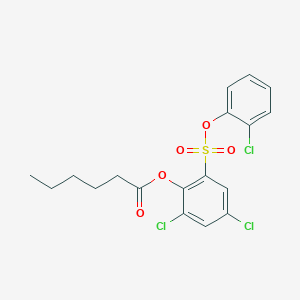 molecular formula C18H17Cl3O5S B15448572 2,4-Dichloro-6-[(2-chlorophenoxy)sulfonyl]phenyl hexanoate CAS No. 62807-31-2