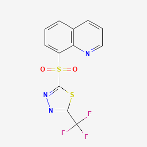 molecular formula C12H6F3N3O2S2 B15449034 8-[5-(Trifluoromethyl)-1,3,4-thiadiazole-2-sulfonyl]quinoline CAS No. 62655-53-2