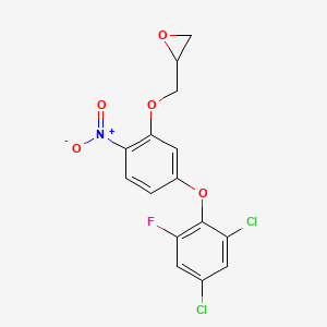 molecular formula C15H10Cl2FNO5 B15449523 2-{[5-(2,4-Dichloro-6-fluorophenoxy)-2-nitrophenoxy]methyl}oxirane CAS No. 62377-15-5