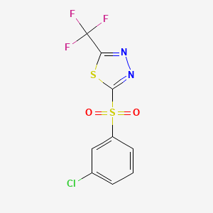 molecular formula C9H4ClF3N2O2S2 B15449592 2-(3-Chlorobenzene-1-sulfonyl)-5-(trifluoromethyl)-1,3,4-thiadiazole CAS No. 62617-13-4