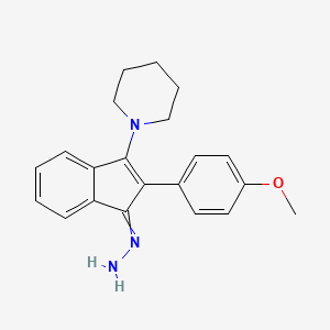 1-[1-Hydrazinylidene-2-(4-methoxyphenyl)-1H-inden-3-yl]piperidine