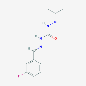 molecular formula C11H13FN4O B15449962 2-[(3-Fluorophenyl)methylidene]-N'-(propan-2-ylidene)hydrazine-1-carbohydrazide CAS No. 62693-37-2