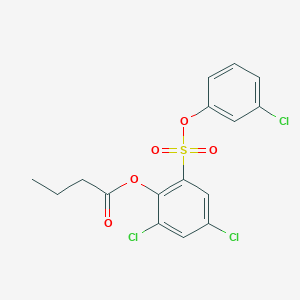 molecular formula C16H13Cl3O5S B15450011 2,4-Dichloro-6-[(3-chlorophenoxy)sulfonyl]phenyl butanoate CAS No. 62807-33-4