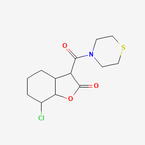 molecular formula C13H18ClNO3S B15450116 7-Chloro-3-(thiomorpholine-4-carbonyl)hexahydro-1-benzofuran-2(3H)-one CAS No. 62737-36-4