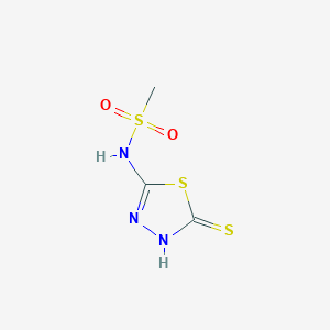 molecular formula C3H5N3O2S3 B15450419 N-(5-Sulfanylidene-4,5-dihydro-1,3,4-thiadiazol-2-yl)methanesulfonamide CAS No. 62557-38-4