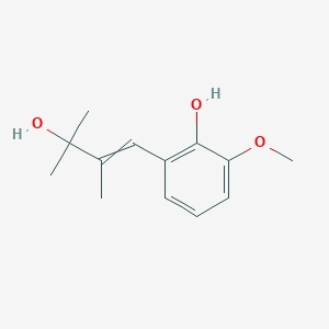 molecular formula C13H18O3 B15450929 2-(3-Hydroxy-2,3-dimethylbut-1-en-1-yl)-6-methoxyphenol CAS No. 62399-38-6