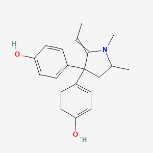 molecular formula C20H23NO2 B15451553 4,4'-(2-Ethylidene-1,5-dimethylpyrrolidine-3,3-diyl)diphenol CAS No. 62572-81-0