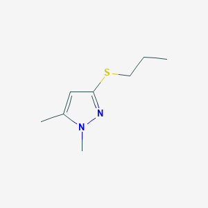 molecular formula C8H14N2S B15451708 1,5-Dimethyl-3-(propylsulfanyl)-1H-pyrazole CAS No. 62652-35-1