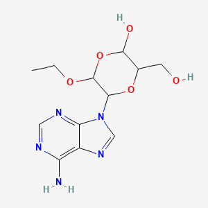 molecular formula C12H17N5O5 B15451715 5-(6-Amino-9H-purin-9-yl)-6-ethoxy-3-(hydroxymethyl)-1,4-dioxan-2-ol CAS No. 62441-11-6