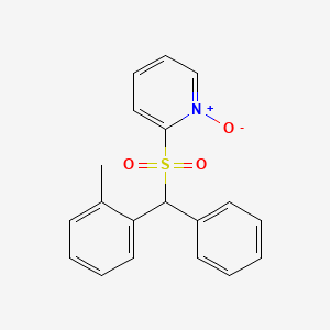 molecular formula C19H17NO3S B15452304 Pyridine, 2-[[(2-methylphenyl)phenylmethyl]sulfonyl]-, 1-oxide CAS No. 62382-15-4