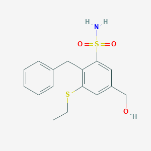 molecular formula C16H19NO3S2 B15452344 2-Benzyl-3-(ethylsulfanyl)-5-(hydroxymethyl)benzene-1-sulfonamide CAS No. 62273-67-0