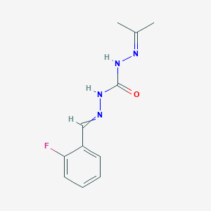 2-[(2-Fluorophenyl)methylidene]-N'-(propan-2-ylidene)hydrazine-1-carbohydrazide