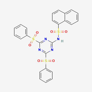 molecular formula C25H18N4O6S3 B15452604 N-[4,6-Di(benzenesulfonyl)-1,3,5-triazin-2-yl]naphthalene-1-sulfonamide CAS No. 62752-23-2